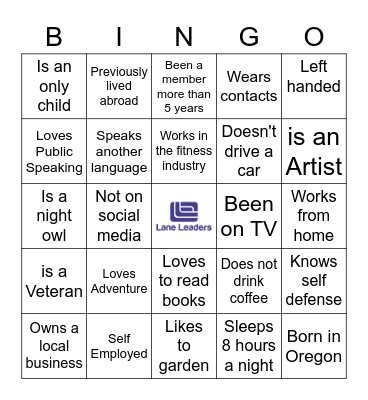 Lane Leaders Bingo Card