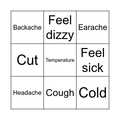 Health issues Bingo Card