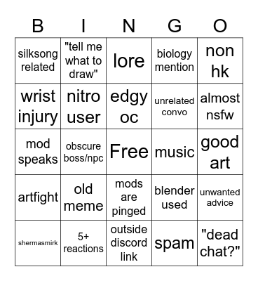 lurker bingo Card