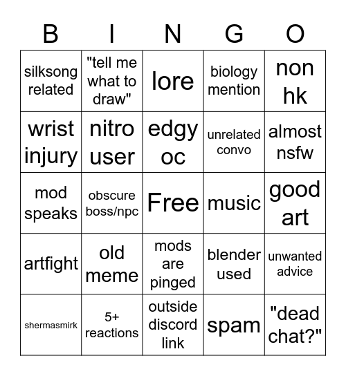 lurker bingo Card