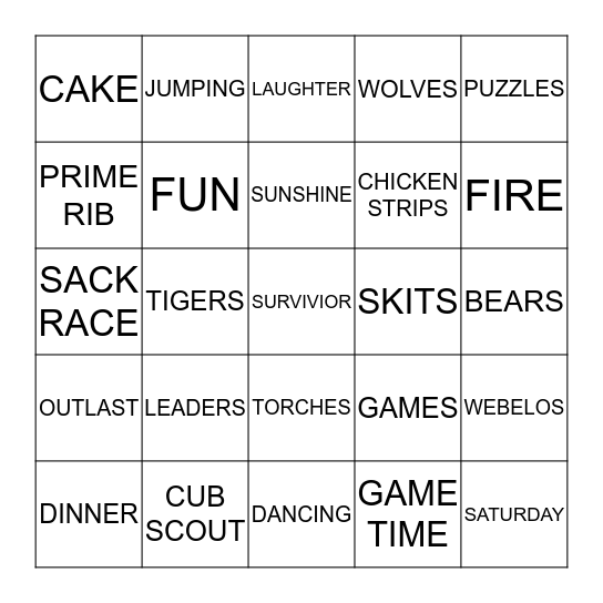 Survivior BINGO Card