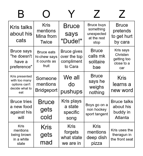 West To East Bingo Card