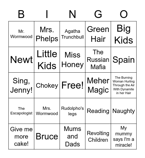 Matilda Bingo Card