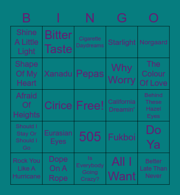 Chillers IV: A New Shell Bingo Card
