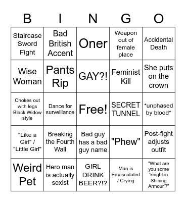 The Princess Bingo Card