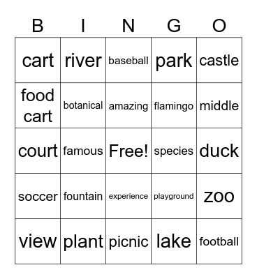 Great park in New York City Bingo Card