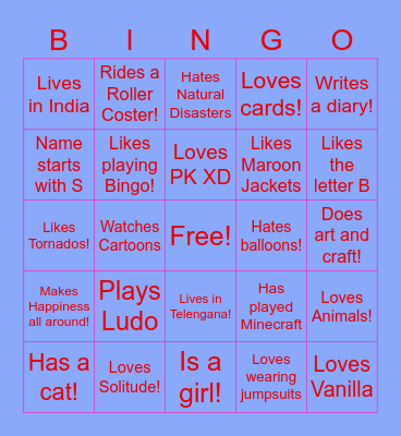 Quiz Bingo Card