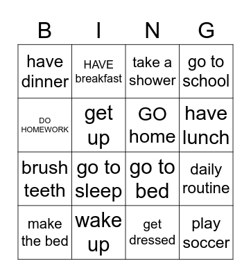 Daily Routines Bingo Card
