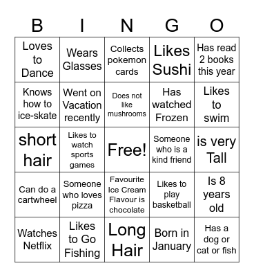 Classroom Bingo Card