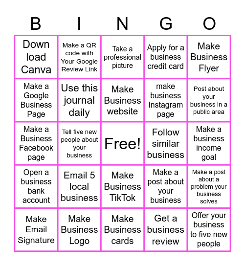 Business Building Bingo Card