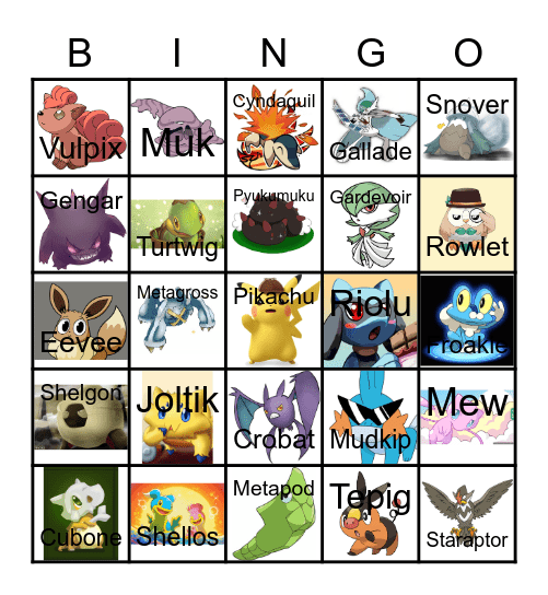 Pokemon Bingo Card