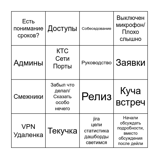 ATMPROC ДЕЙЛИ БИНГО Bingo Card