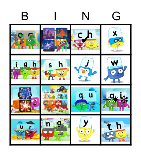Alphablocks Bingo Phase 3 Bingo Card