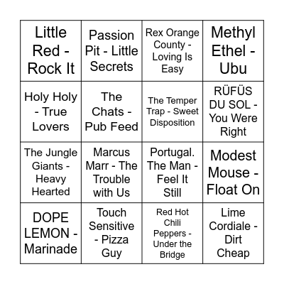 The Prince Music Bingo - #1 Bingo Card
