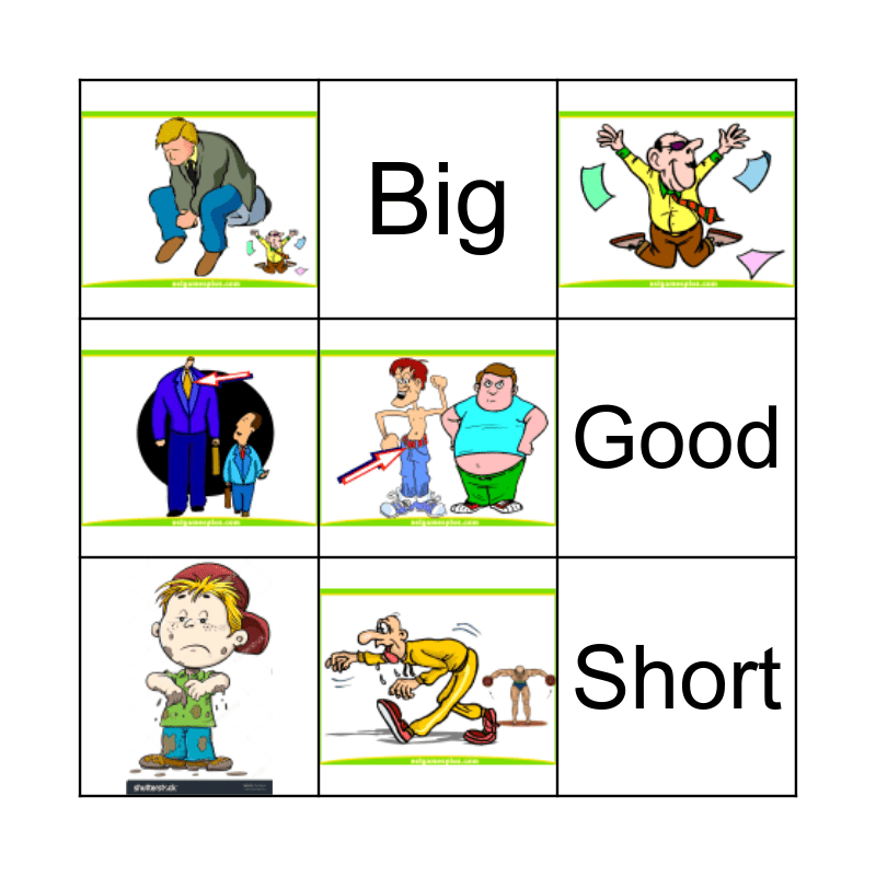 Adjectives Bingo Card