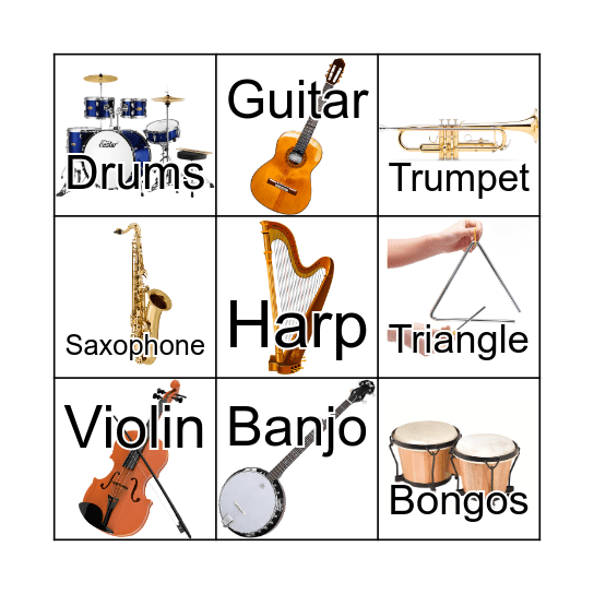 Instruments Bingo Card