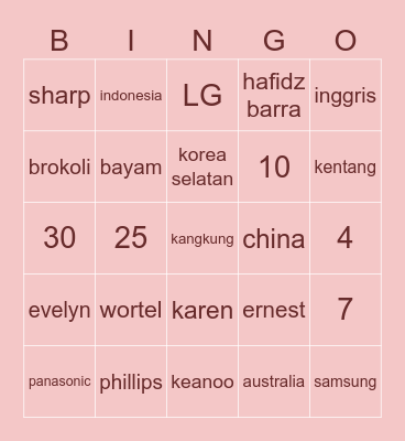@VC98YEEUN Bingo Card