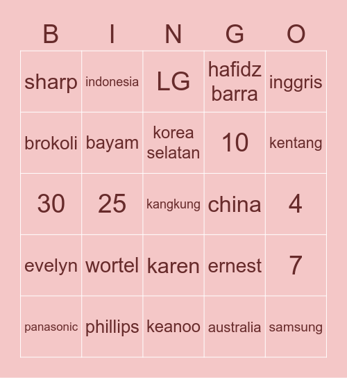 @VC98YEEUN Bingo Card