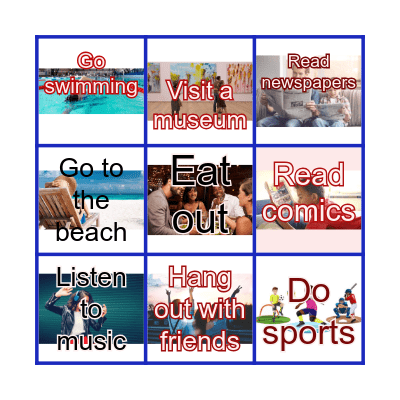 Free time activities Bingo Card