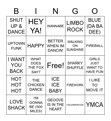 FAMILY DANCE PARTY Bingo Card