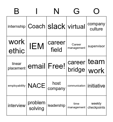 Orientation Bingo Card