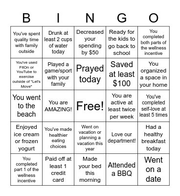 Summer Bingo Card