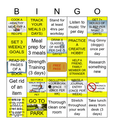 Fitness & Wellness Bingo Card
