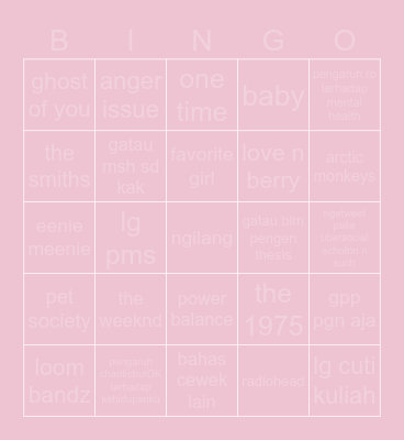 yeyi Bingo Card