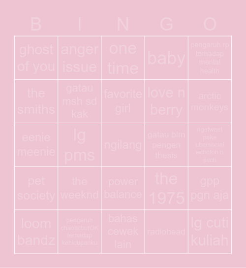 yeyi Bingo Card