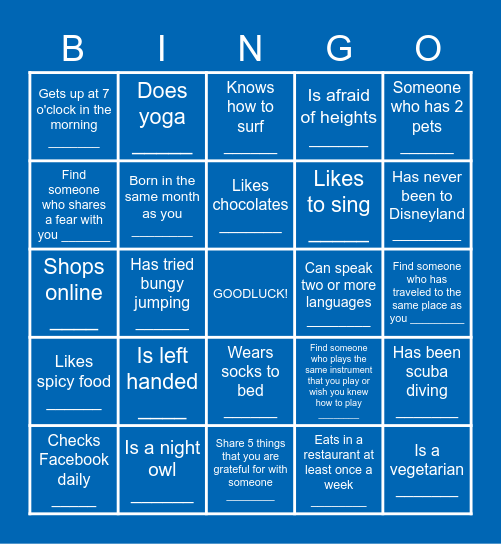 HUMAN BINGO Card