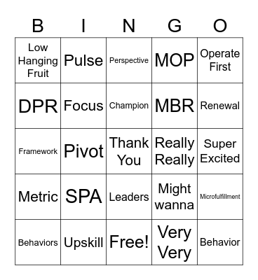 Wag Buzzword Bingo Card