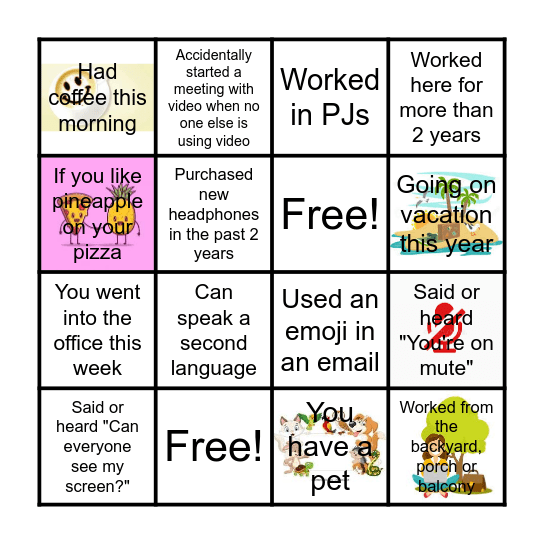 Workplace Bingo!!!!! Bingo Card