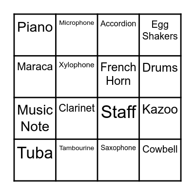Music Bingo Card