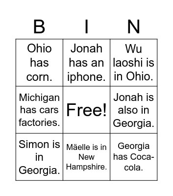 What have you learned about class Day 1 Bingo Card