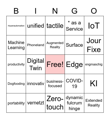 Tech Buzzword Bingo Card