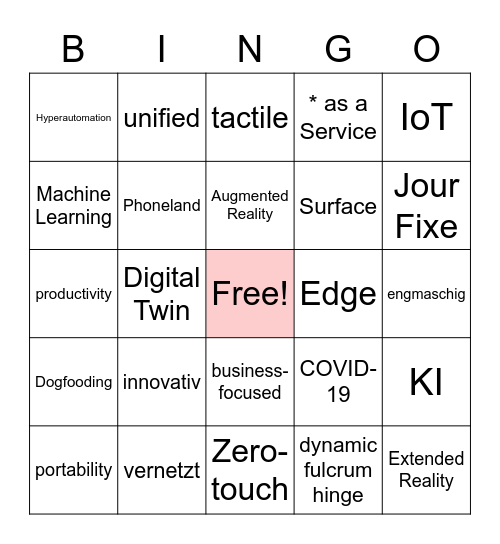 Tech Buzzword Bingo Card