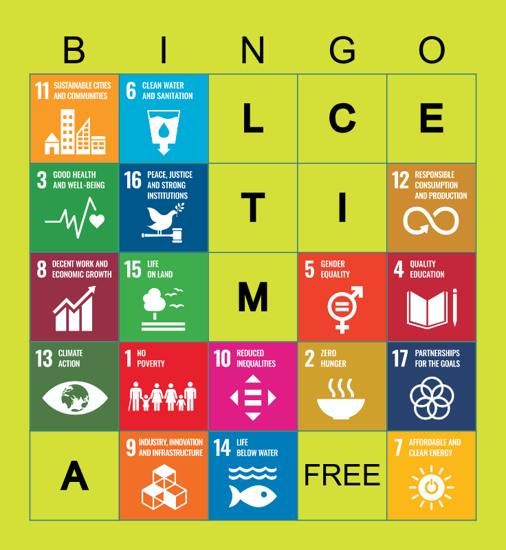 SDG GOALS BINGO Card