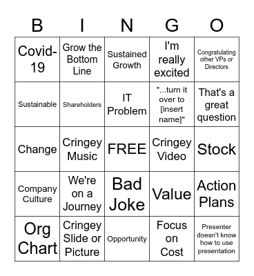 All Hands Bingo Card