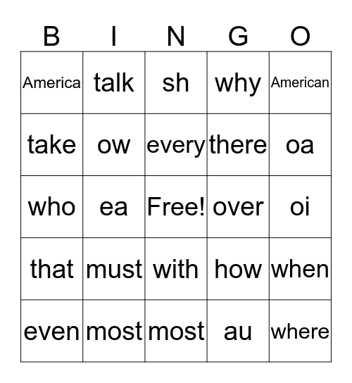 2nd Grade Sight Word Bingo! Bingo Card