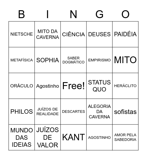 FILOSOFIA Bingo Card