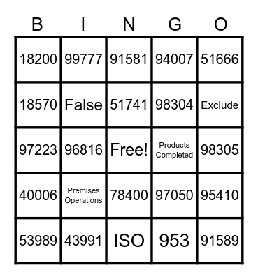 I-S-O BINGO Card