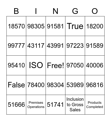 ISO Bingo Card