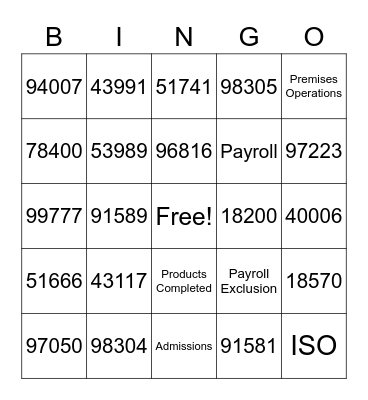 ISO Bingo Card