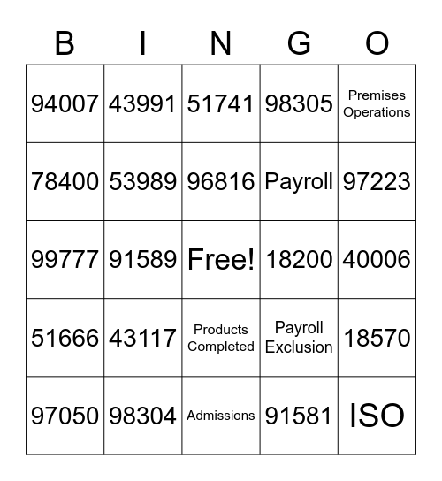 ISO Bingo Card