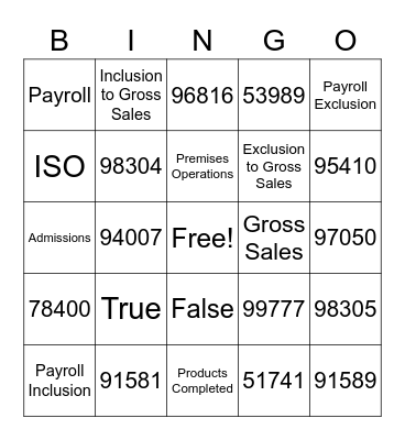 ISO Bingo Card