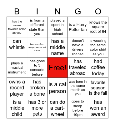 Find Someone Who... Bingo Card