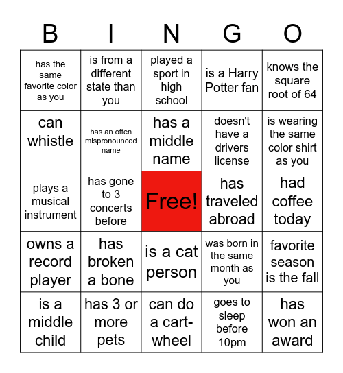 Find Someone Who... Bingo Card