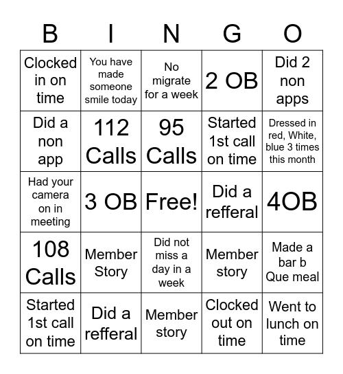 July 4th Bingo Card