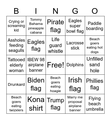 Beach Bingo Card