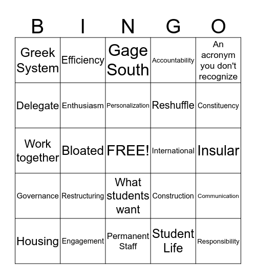 AMS DEBATE BINGO Card